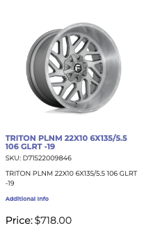 22x10 Fuel Triton Rims 6x135 6x139.7