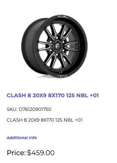 20x9 Fuel Clash Rims 8x170