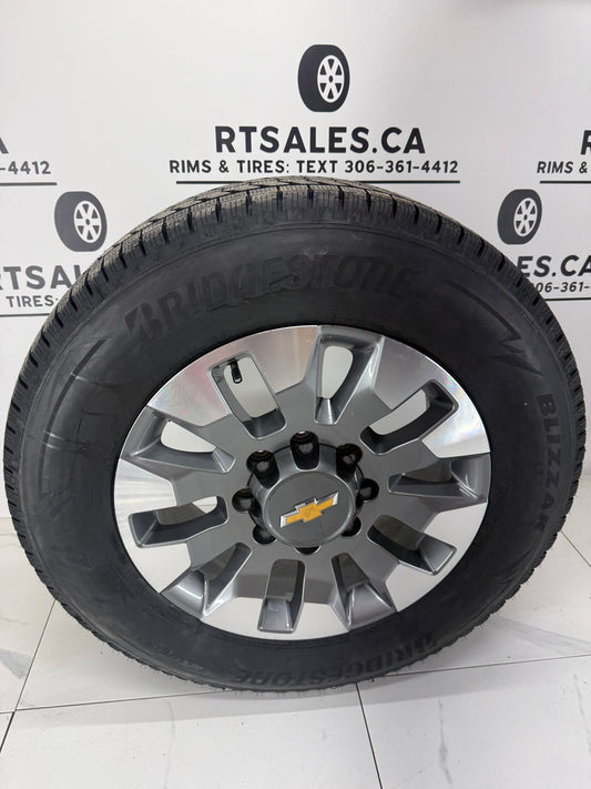 275/65/20 Bridgestone Blizzak Winter Tires on 20" Chevy 2500/3500 Rims 8x180 (Takeoffs)