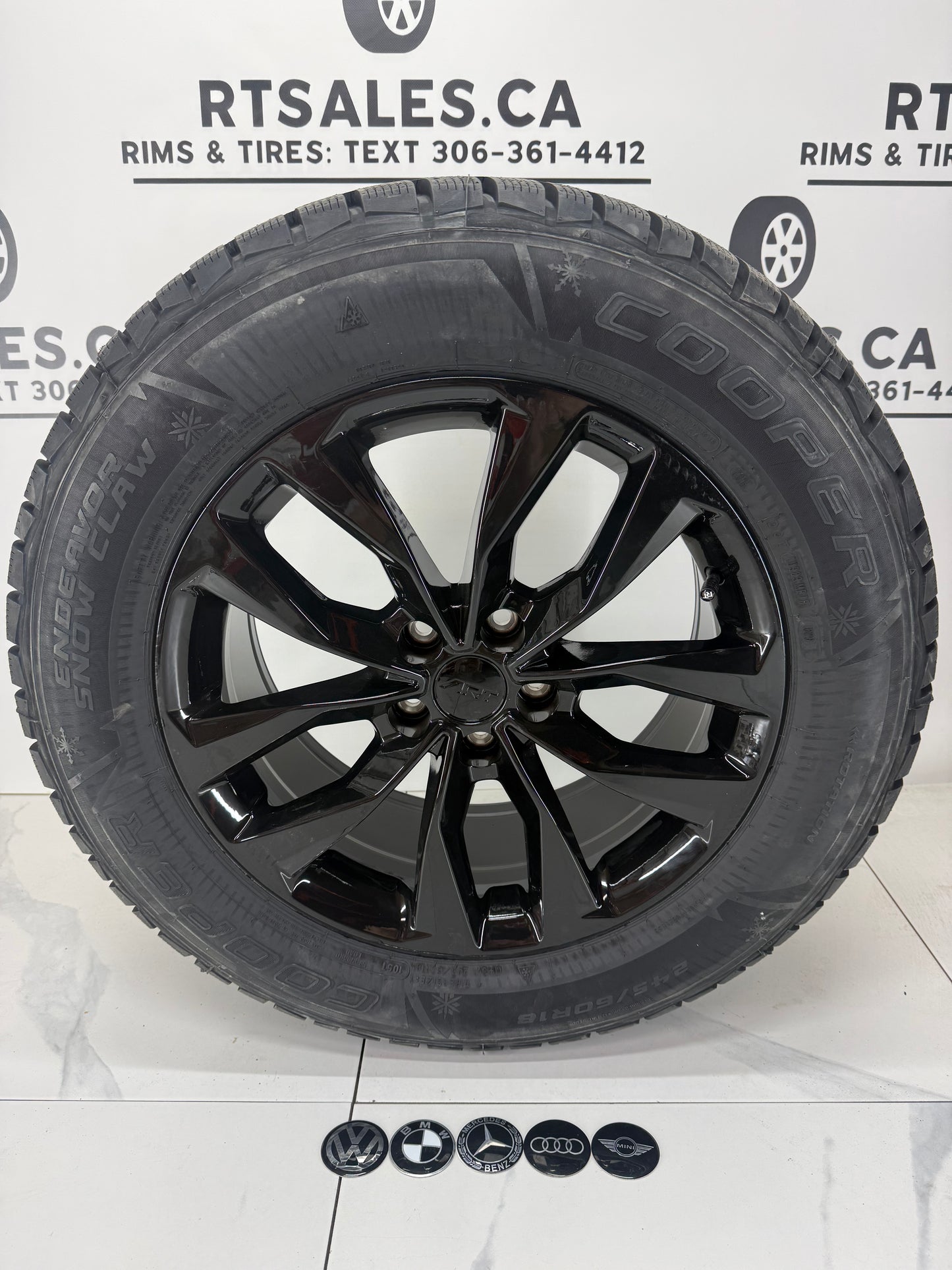 Cooper Endeavor Snow Claw Winter Tires on 18" Black RT Rims 5x112