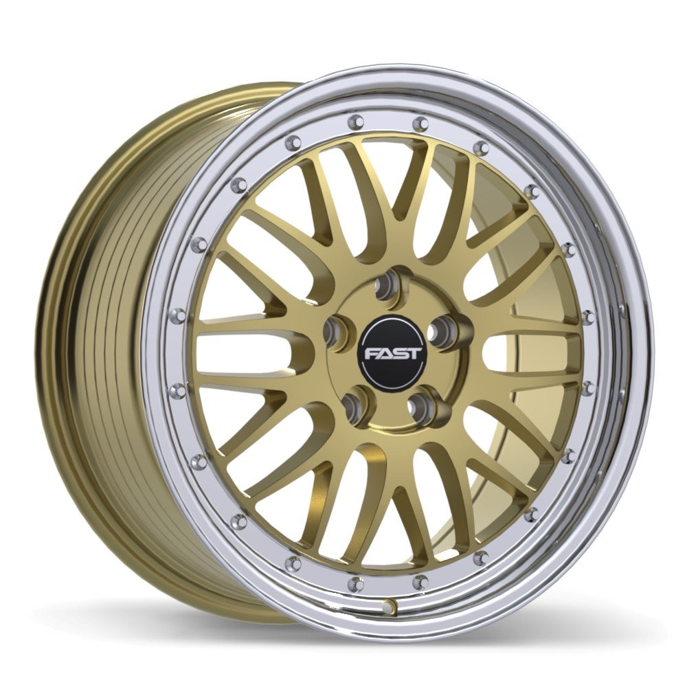 Goldi Rms Fast FR01 Gloss Gold with Machined Lip Rims - 17
