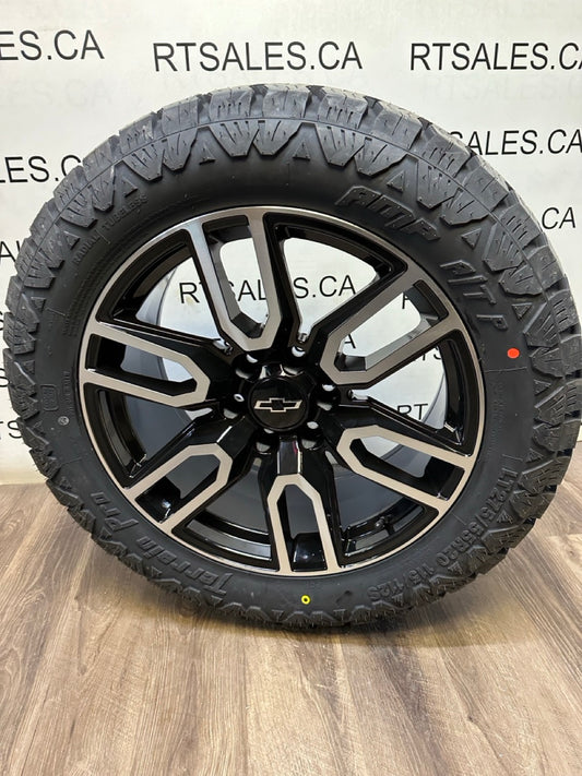 275/55/20 tires 20x9 Replika AT4 Chevy GMC  Rims 6x139.7