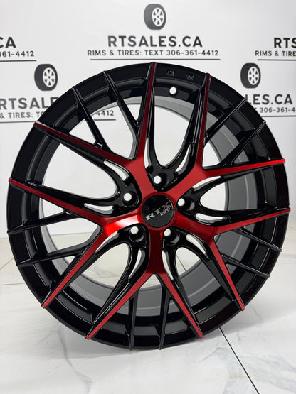 18x8 RTX Valkryie Gloss Black / Red Face 5x114.3