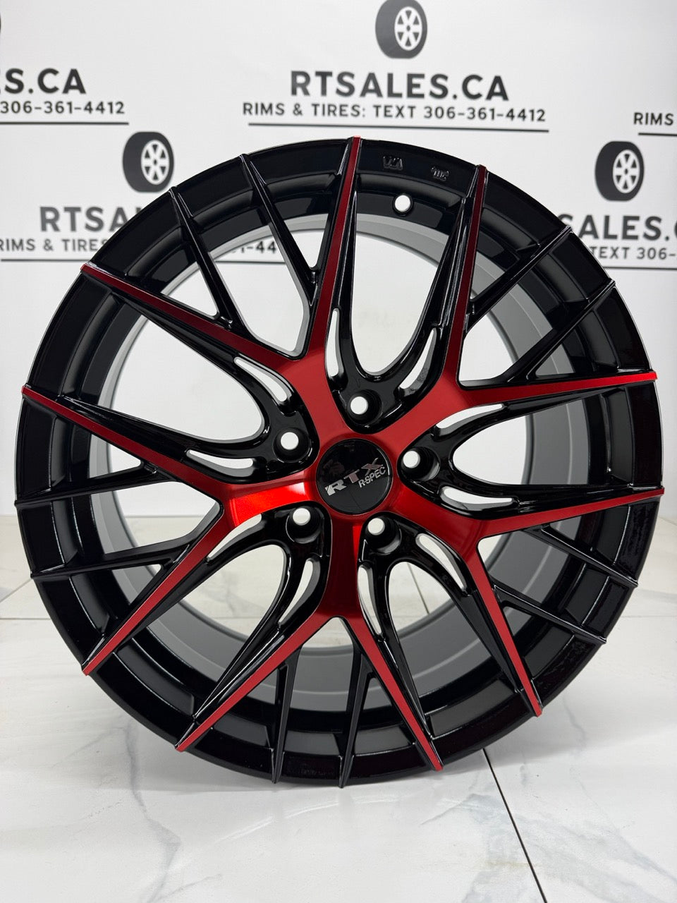 18x8 RTX Valkryie Gloss Black / Red Face 5x114.3