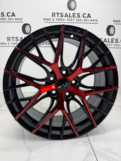 18x8 RTX Valkryie Gloss Black / Red Face 5x114.3