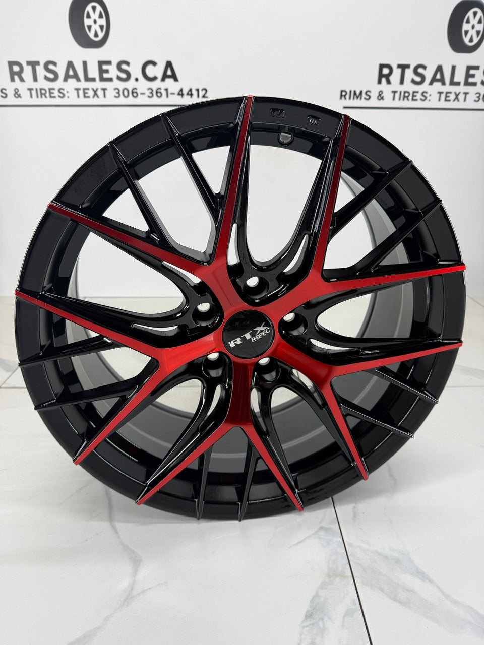 18x8 RTX Valkryie Gloss Black / Red Face 5x114.3