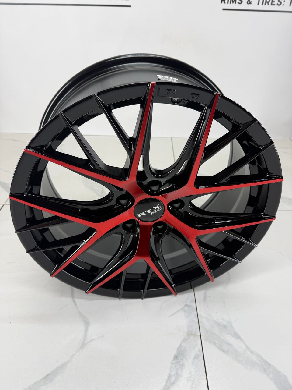 18x8 RTX Valkryie Gloss Black / Red Face 5x114.3