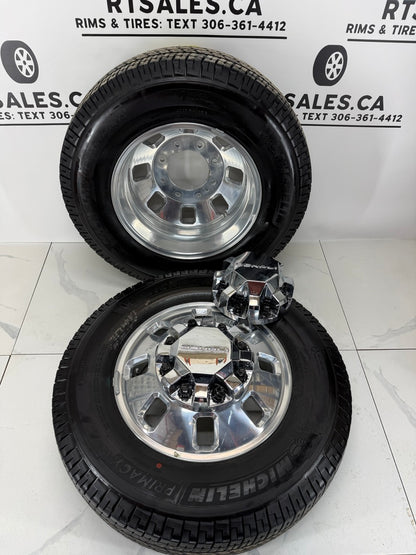 LT 235/80/18 Michelin Tires on GMC 3500 Denali Dually Rims 8x210 Set of 6 (Takeoffs)