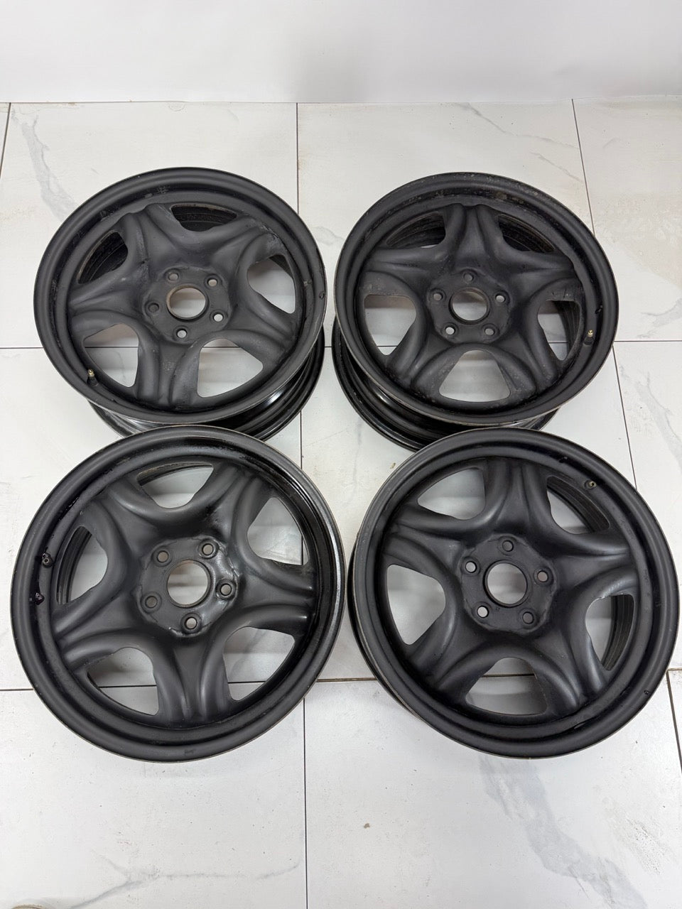 17x6.5 Black Steel Rims 5x114.3 60.1 centre bore (USED)