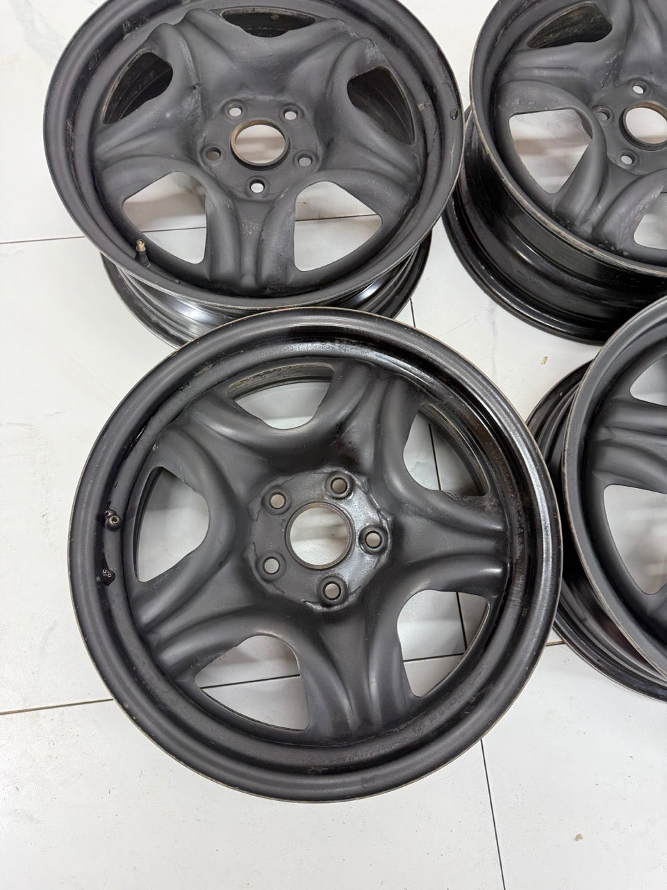17x6.5 Black Steel Rims 5x114.3 60.1 centre bore (USED)