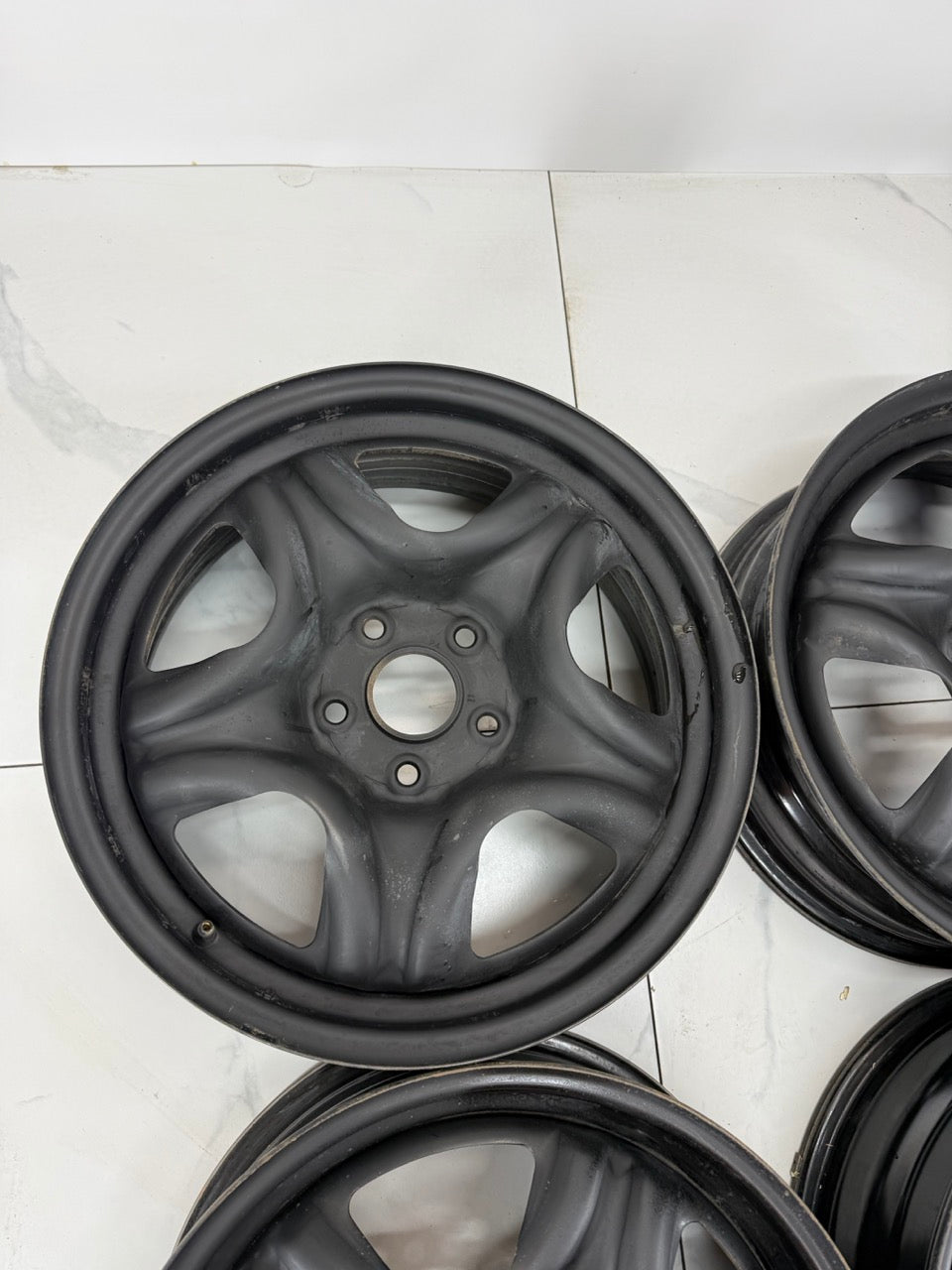 17x6.5 Black Steel Rims 5x114.3 60.1 centre bore (USED)