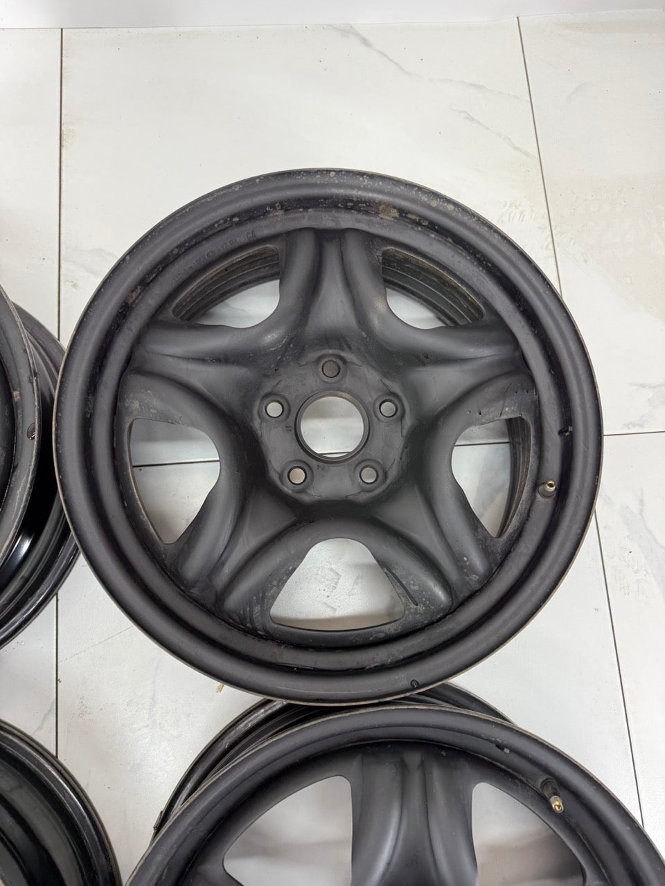 17x6.5 Black Steel Rims 5x114.3 60.1 centre bore (USED)