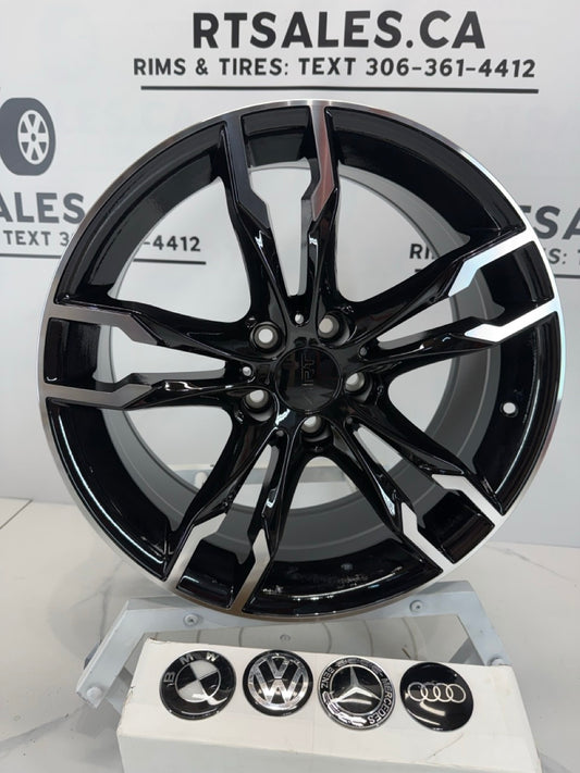 18x8 replica 165 Rims 5x112 Black/Machined
