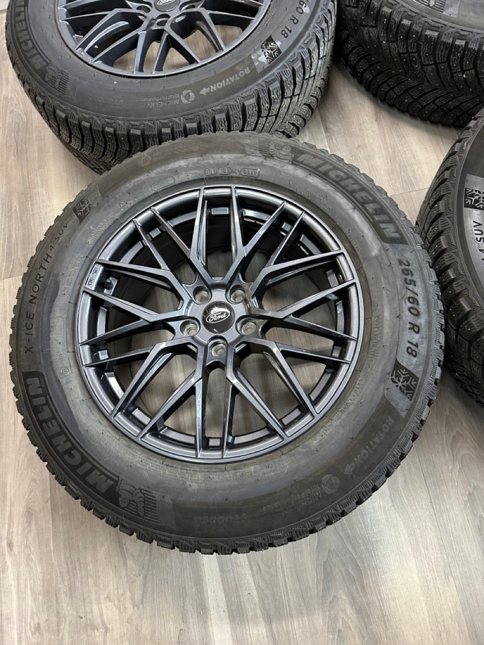 265/60/18 Michelin Studded Tires on 5x114.3 Multi-fit rims (used)