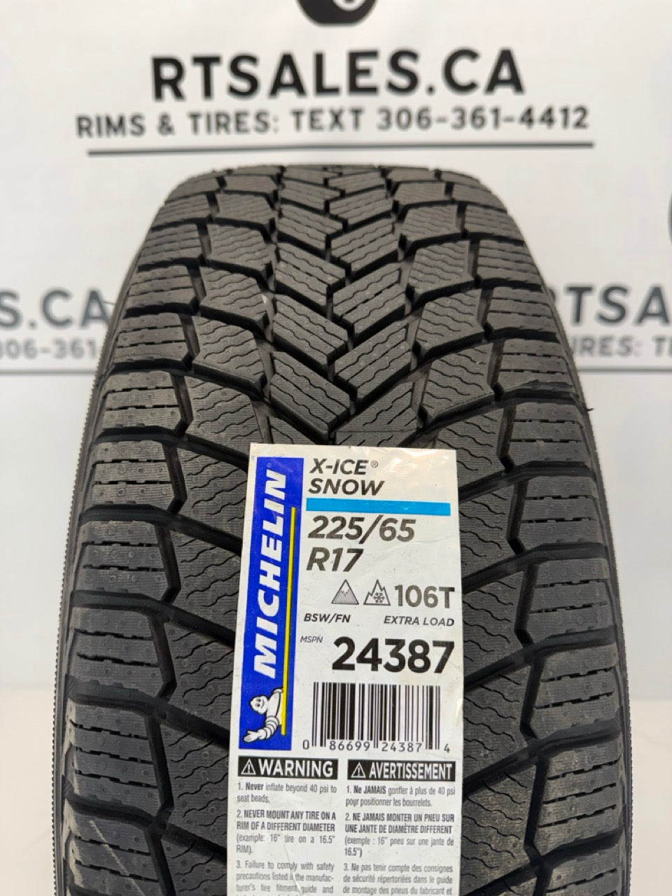 225/65/17 Michelin X-Ice Snow Winter Tires on 17" DAI Rims 5x115