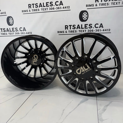 Cali Summit Black, Milled Dually Rims, Super Single Front 20", 22" - R&T Sales