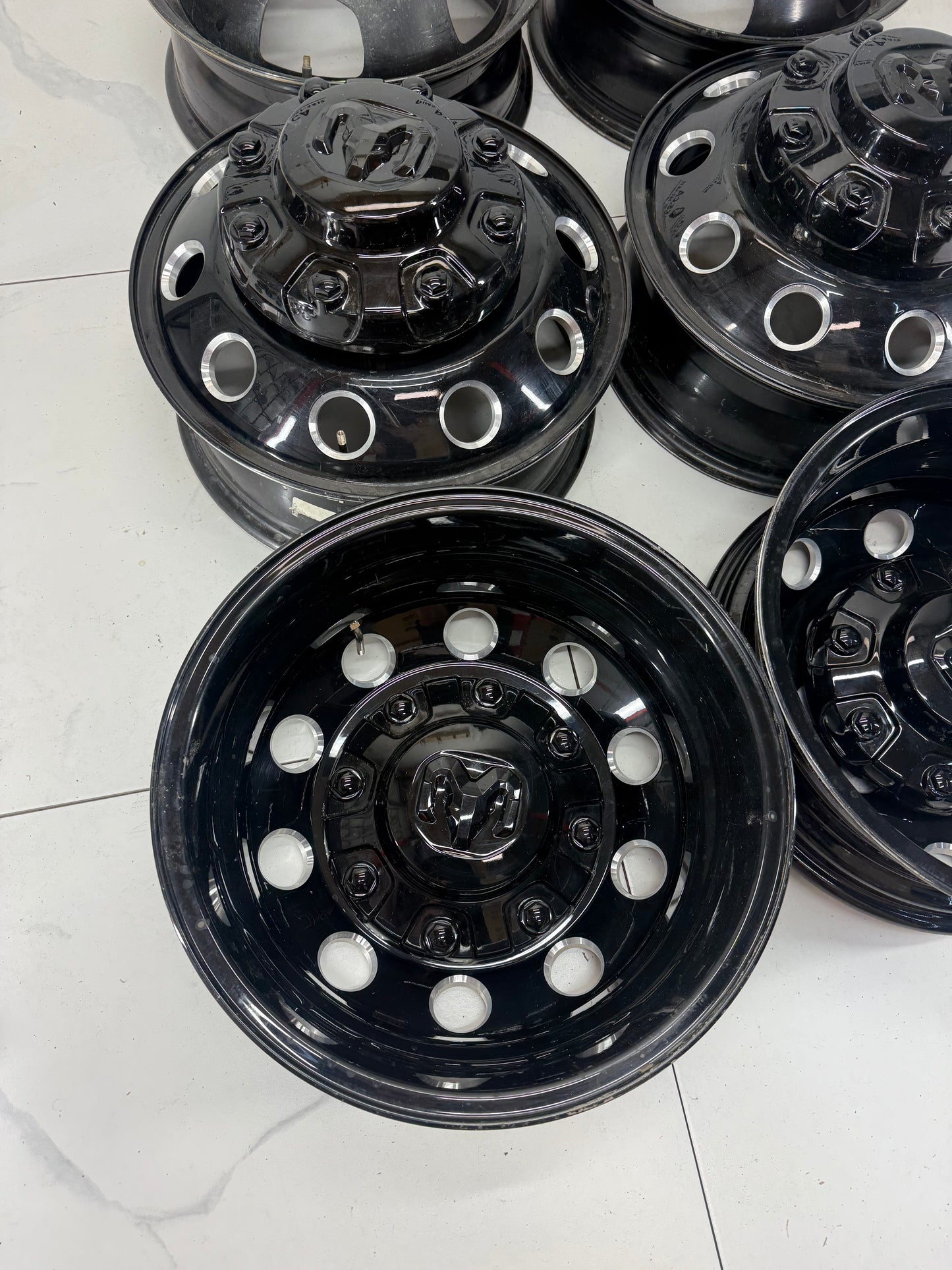 17x6 Ram 3500 Dually Factory OEM Gloss Black Rims 8x200 (Set of 6 – Light Use)