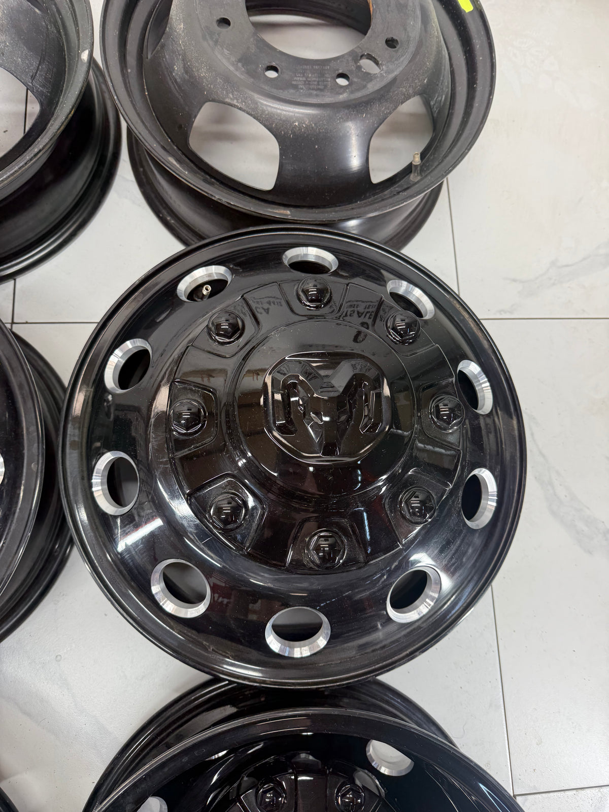 17x6 Ram 3500 Dually Factory OEM Gloss Black Rims 8x200 (Set of 6 – Light Use)