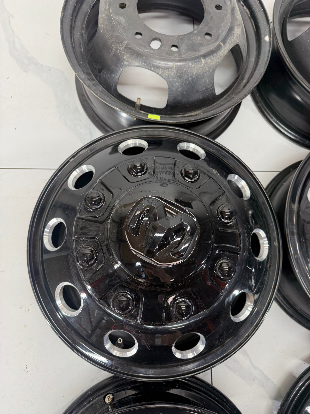 17x6 Ram 3500 Dually Factory OEM Gloss Black Rims 8x200 (Set of 6 – Light Use)