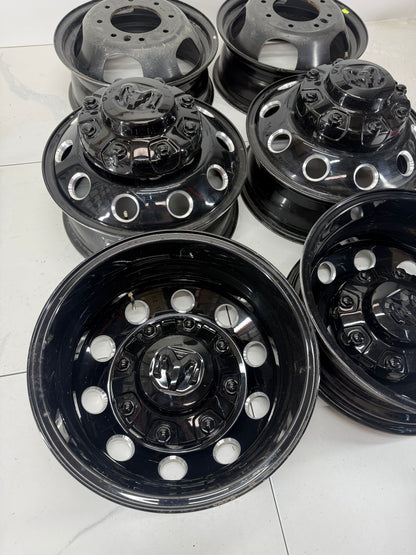 17x6 Ram 3500 Dually Factory OEM Gloss Black Rims 8x200 (Set of 6 – Light Use)