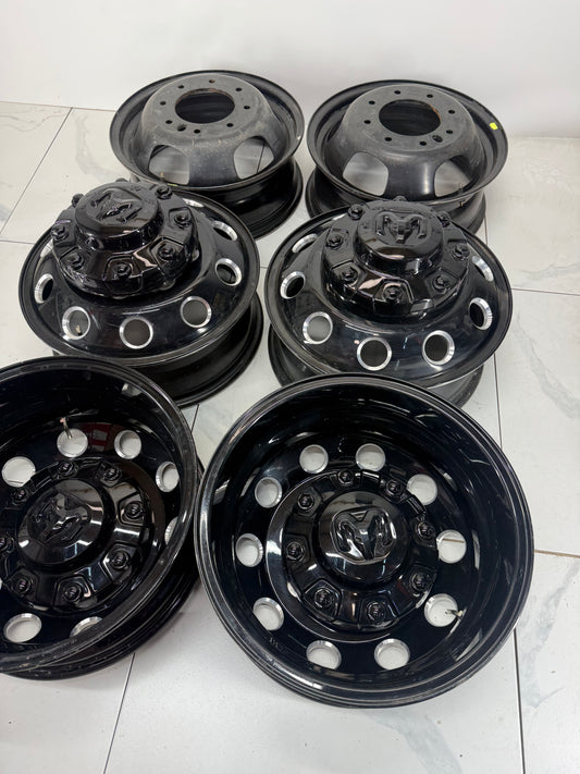 17x6 Ram 3500 Dually Factory OEM Gloss Black Rims 8x200 (Set of 6 – Light Use)