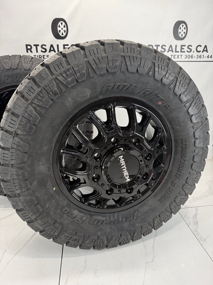 LT285/70/17 Amp Tires Mayhem Dually Rims 17 inch