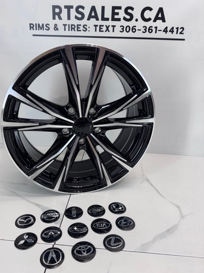 17x7 Dai Rims 5x114.3 Gloss Black - Machined face