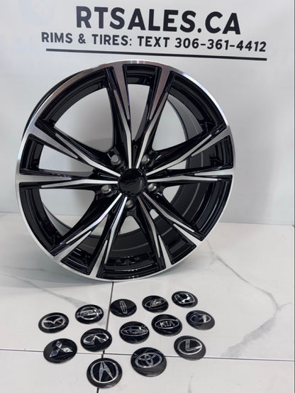 17x7 Dai Rims 5x114.3 Gloss Black - Machined face