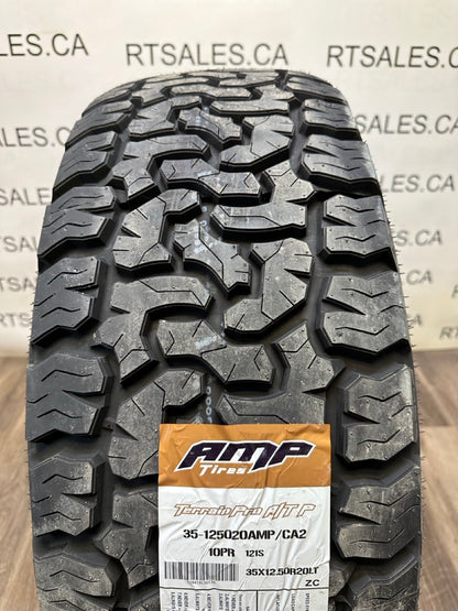 35x12.5x20 Amp AT tires Rims 8x170 Ford f250 f350