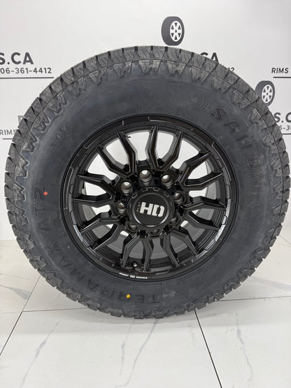 Sailun AT2 Tires on 18" Black Fast Grit Rims 8x165