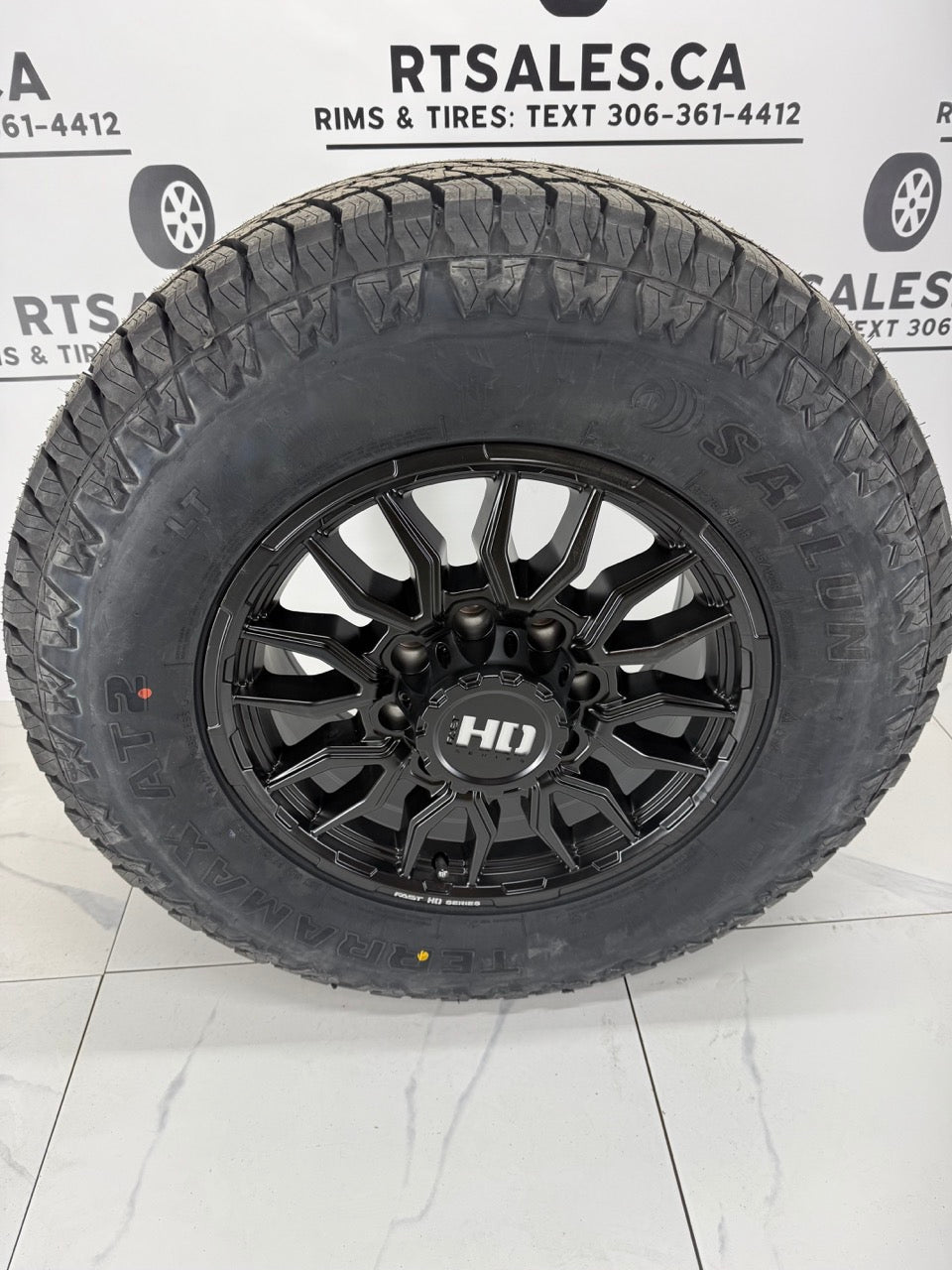 Sailun AT2 Tires on 18" Black Fast Grit Rims 8x165