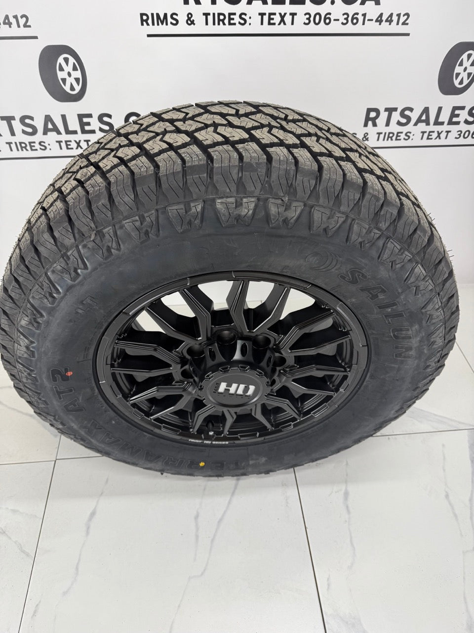 Sailun AT2 Tires on 18" Black Fast Grit Rims 8x165