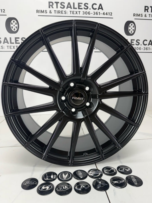 20x8.5 Fast Tempest Rims 5x114.3 Satin Black