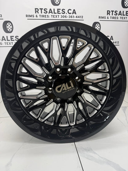 22x10 Cali Crusher 9118 Black Milled Rims 8x180