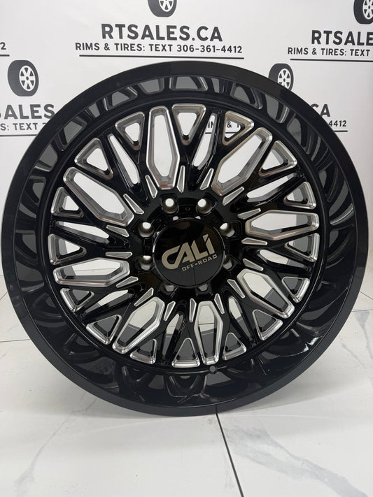 22x10 Cali Crusher 9118 Black Milled Rims 8x180