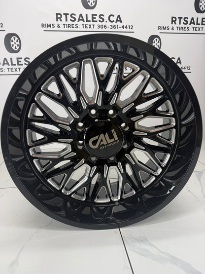 22x10 CALI CRUSHER 9118 BLACK MILLED Rims 8x165