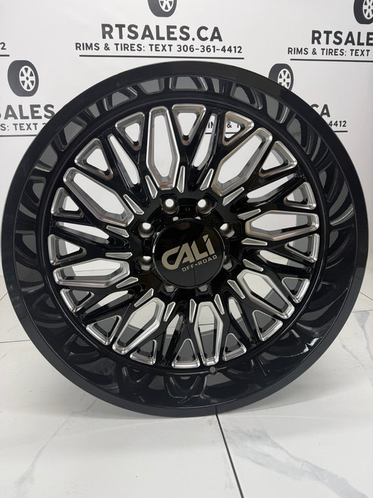 22x10 CALI CRUSHER 9118 BLACK MILLED Rims 8x165