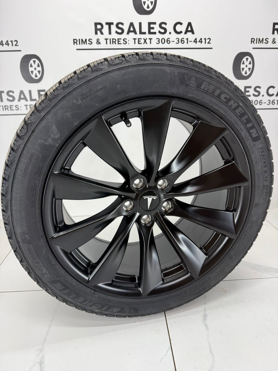255/45/19 Michelin X-Ice Winter Tires on 19" Tesla Replica Rims 5x114.3