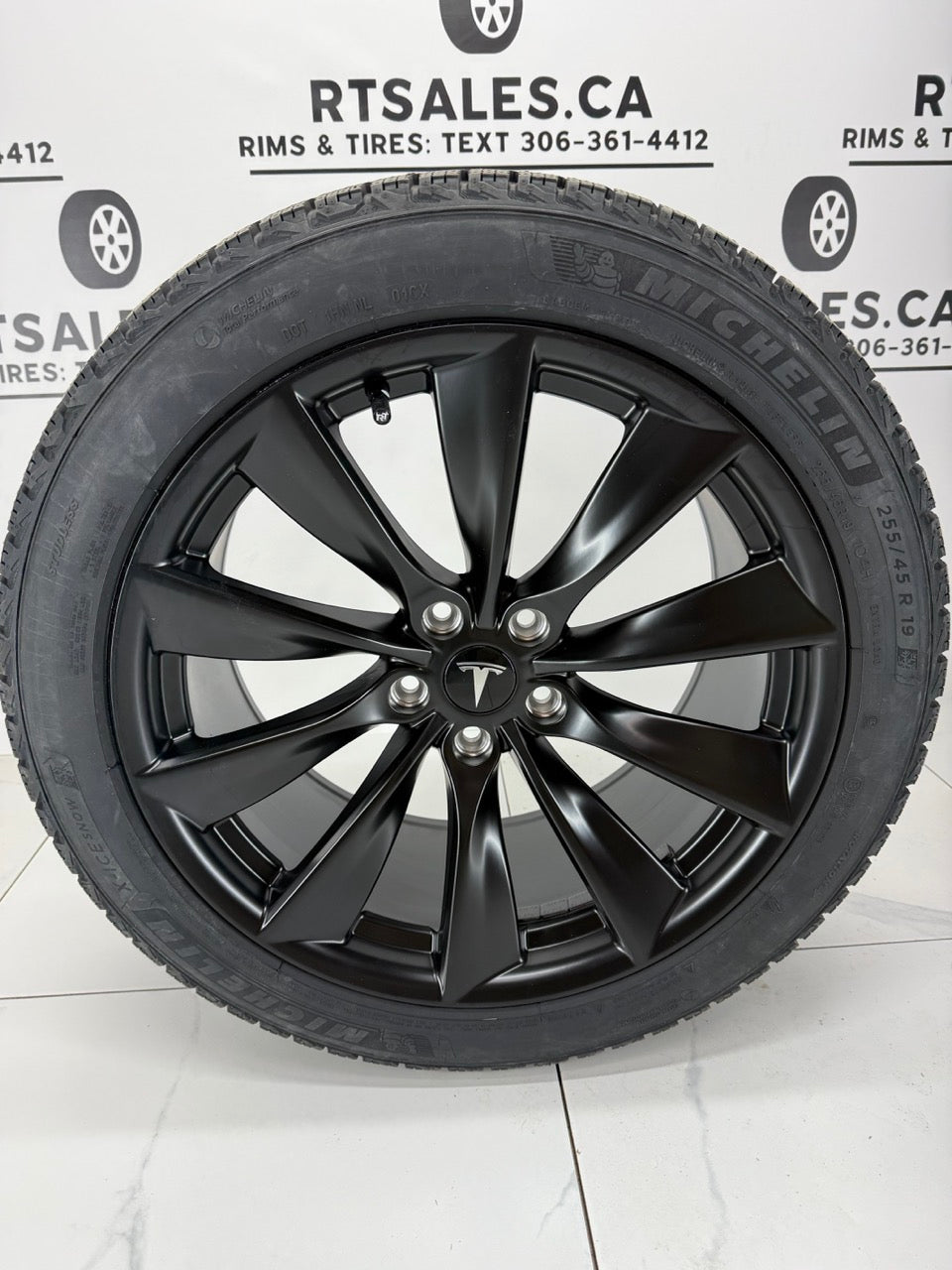 255/45/19 Michelin X-Ice Winter Tires on 19" Tesla Replica Rims 5x114.3