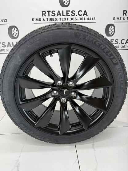 255/45/19 Michelin X-Ice Winter Tires on 19" Tesla Replica Rims 5x114.3
