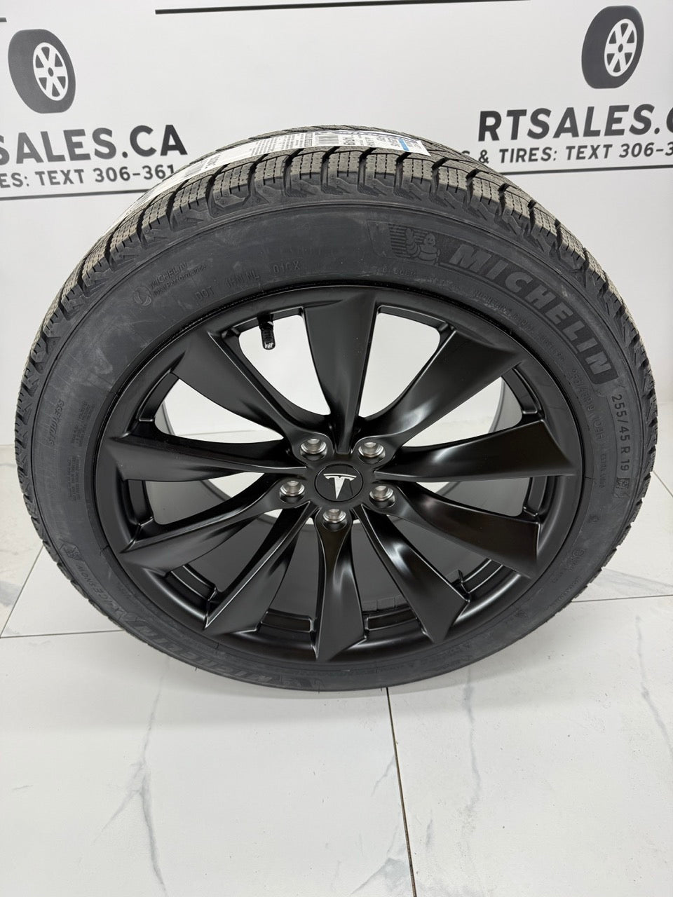 255/45/19 Michelin X-Ice Winter Tires on 19" Tesla Replica Rims 5x114.3