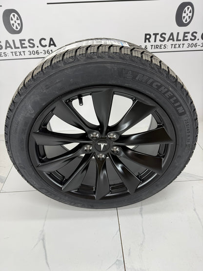 255/45/19 Michelin X-Ice Winter Tires on 19" Tesla Replica Rims 5x114.3