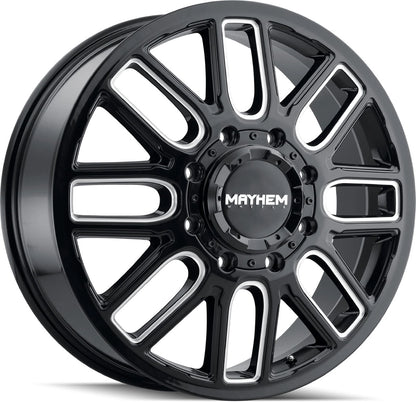 20x8.25 Mayhem Cogent Gloss Black Milled Dually Rims 8x200