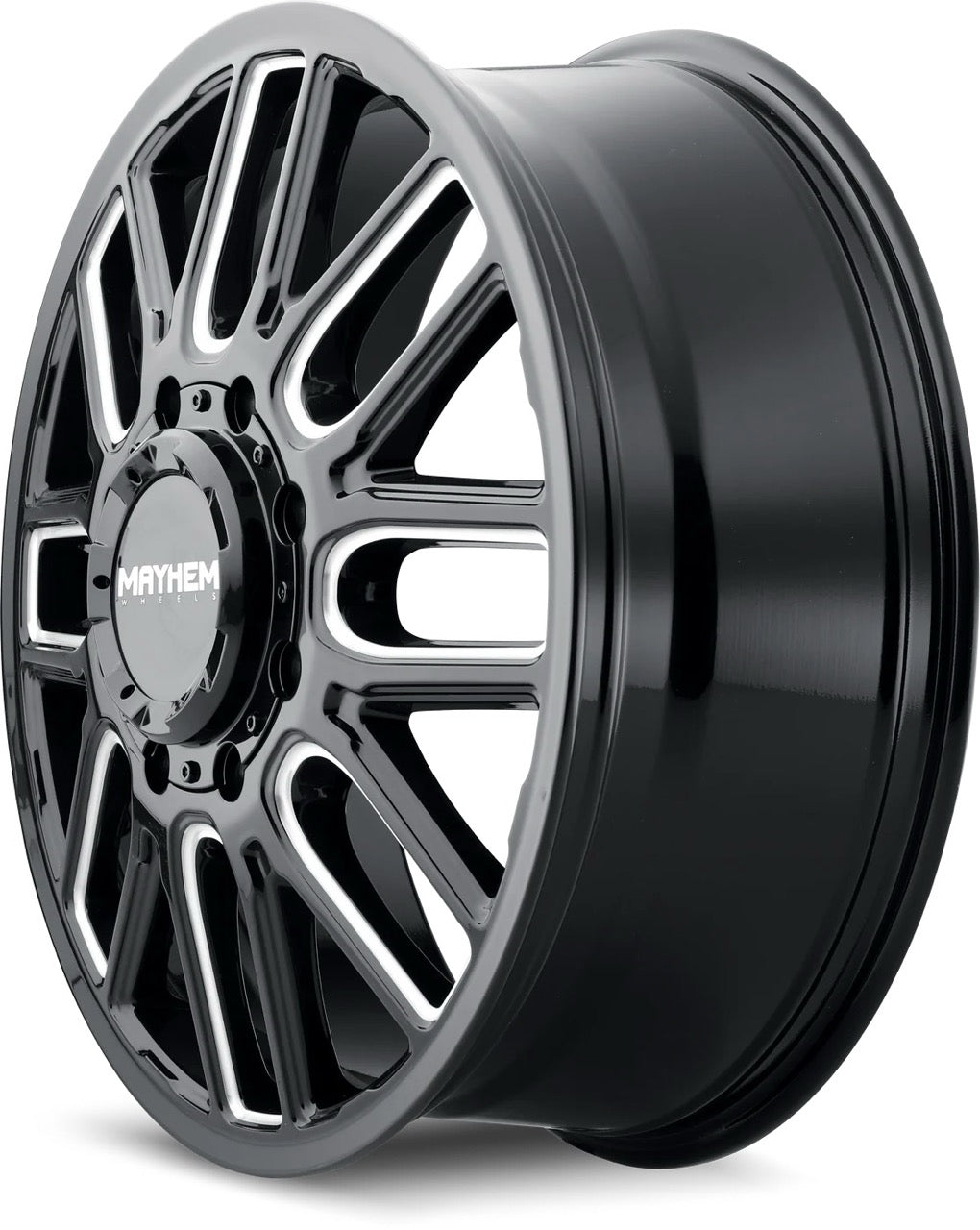 20x8.25 Mayhem Cogent Gloss Black Milled Dually Rims 8x200