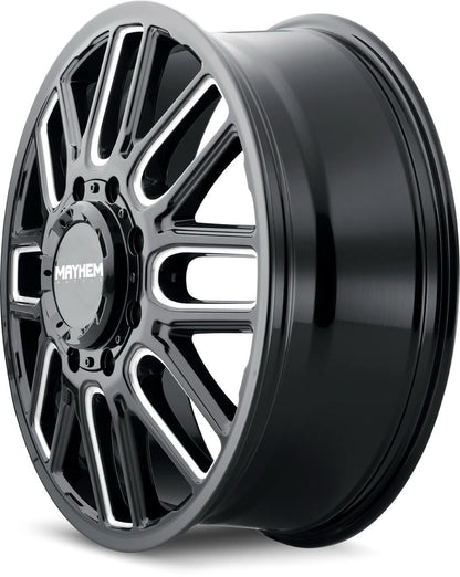 20x8.25 Mayhem Cogent Gloss Black Milled Dually Rims 8x200