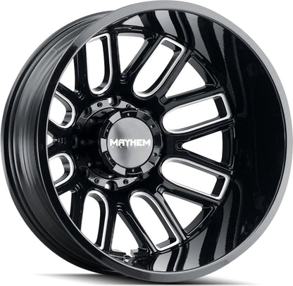 20x8.25 Mayhem Cogent Gloss Black Milled Dually Rims 8x200