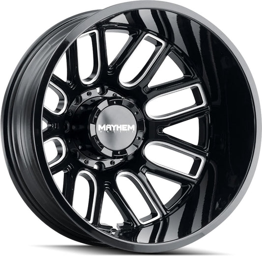 20x8.25 Mayhem Cogent Gloss Black Milled Dually Rims 8x200