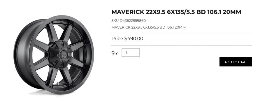 22x9.5 Fuel Maverick Rims 6x135 6x139.7