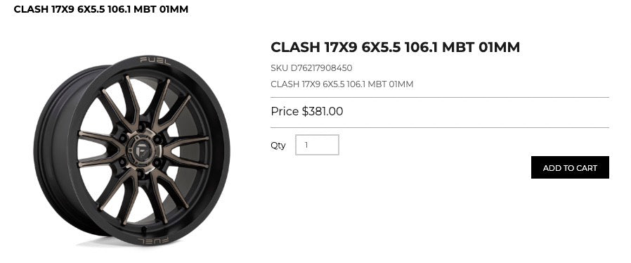 17x9 Fuel Clash Rims 6x139.7