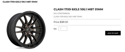 17x9 Fuel Clash Rims 6x139.7